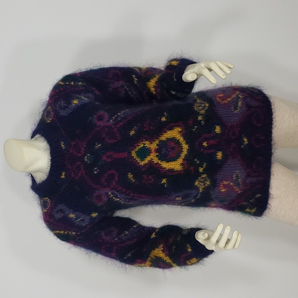 PREMIER COLLECTION PETITES PAISLEY MOHAIR BLEND LONG SLEEVE SWEATER WOMEN'S XS - Picture 1 of 10